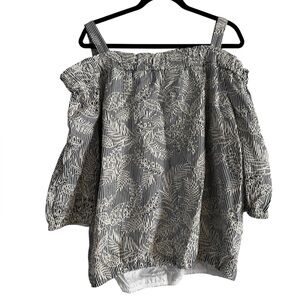 NWT Ralph Lauren Lauren Off the Shoulder Embroidered Striped Shirt 1x